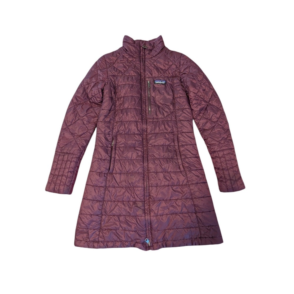 Patagonia Nano Puff Parka Long Quilted Puffer Jacket XS Womens Gorpcore Burgundy